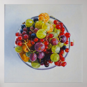 Póster Tazón de bayas - Vida residual de fruta hiperreali