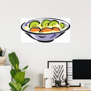 Póster Tazón de ensalada de fruta fresca con kiwi y Naran