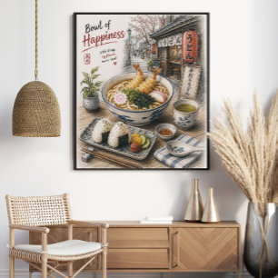 Póster Tazón de Felicidad Udon Tempura Japonés