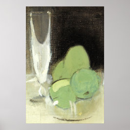 Póster Tazón de fruta Champagne Vidrio con pintura de la