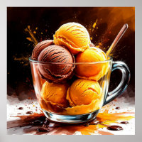 Tazón de helado de chocolate y mango para cocina 