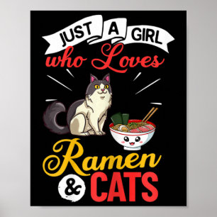 Póster Tazón de ramen de gato Sopa de fideos de pollo Jap