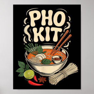 Póster Tazón de sopa de fideos vietnamita Pho Kit hierbas
