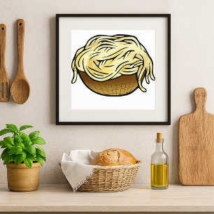 Póster Tazón de Spaghetti Pasta Noodle Food
