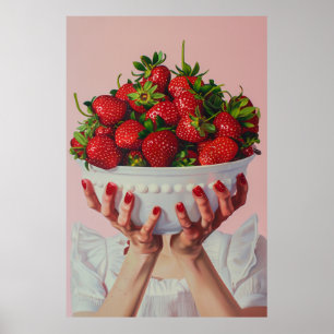 Póster Tazón desbordante de fresas