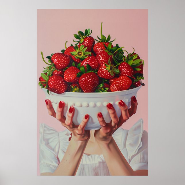 Póster Tazón desbordante de fresas (Frente)