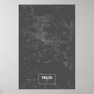 Póster Tbilisi, Georgia (blanco sobre negro)