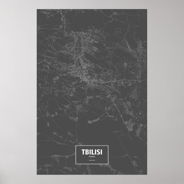 Póster Tbilisi, Georgia (blanco sobre negro) (Frente)