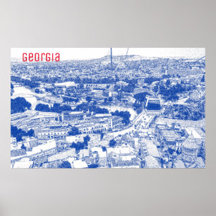 Póster Tbilisi Georgia Cityscape Street Architecture