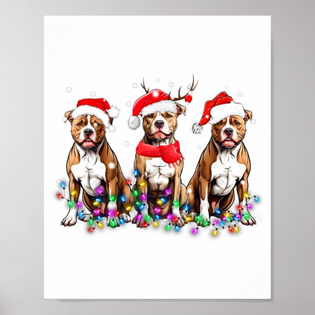 Póster Tbull Dog Christmas Lights Cute Pet Matching Famil (Frente)