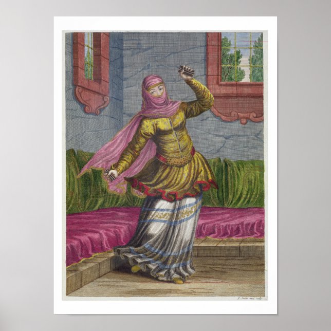 Póster Tchinguis, o bailarina turca, siglo XVIII (engrave (Frente)