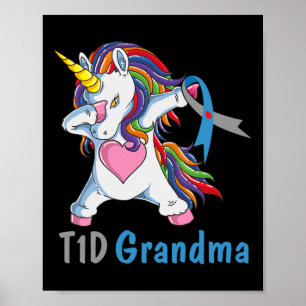 Póster TD1 Abuela Dabbing Unicornio Tipo 1 Diabetes Awara