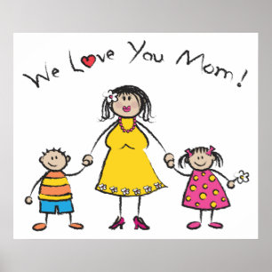 Póster Te amamos a tu madre, familia Personalizado, feliz