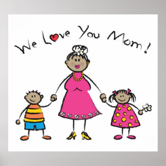 Póster Te amamos a tu madre, familia Personalizado, feliz
