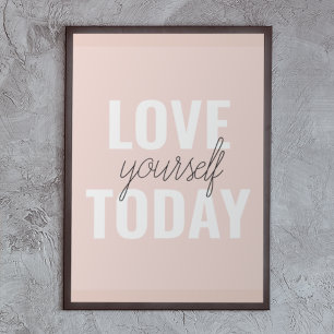 Póster Te Amas Positivamente Hoy Cita Rosa Pastel