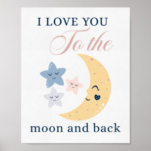 Póster Te amo a la luna y a la guardería trasera