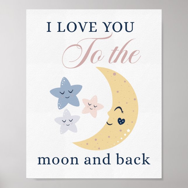 Póster Te amo a la luna y a la guardería trasera (Frente)