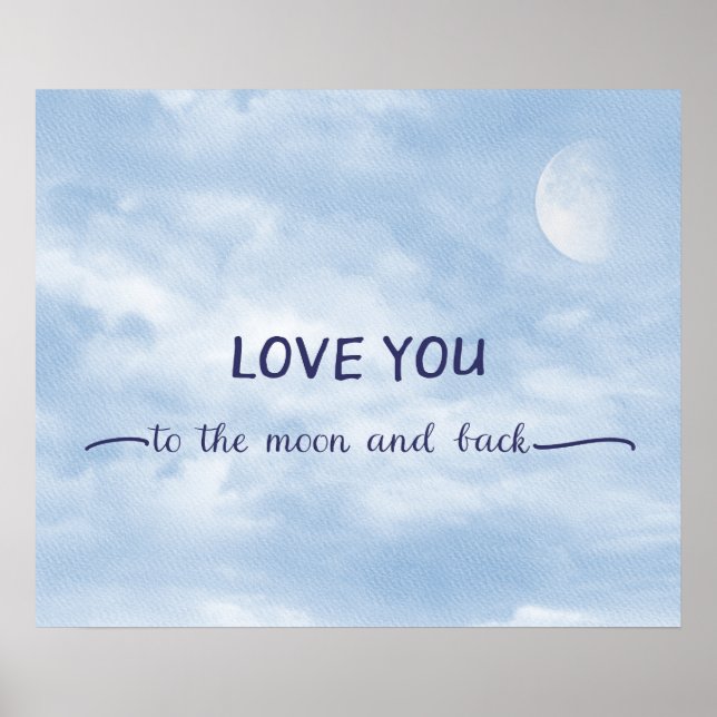 Póster Te amo a la luna y a la luna de atrás texturizada  (Frente)