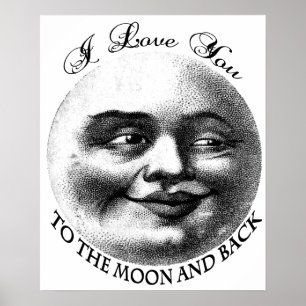 Póster Te amo a la luna y a la parte posterior