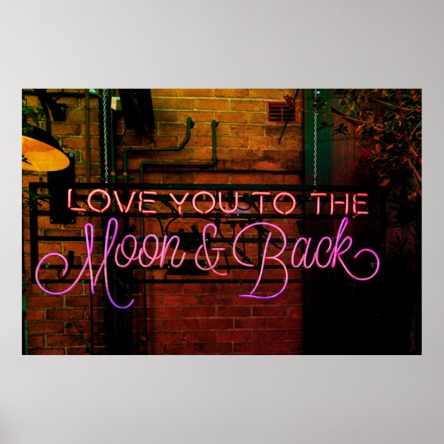 PÓSTER 'TE AMO A LA LUNA Y A LA VUELTA' NEON RÓTULO (Frente)