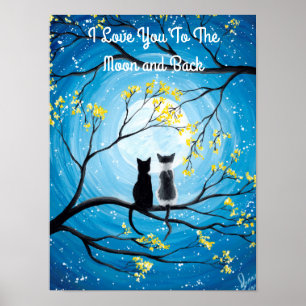 Póster Te amo a la luna y al gato trasero