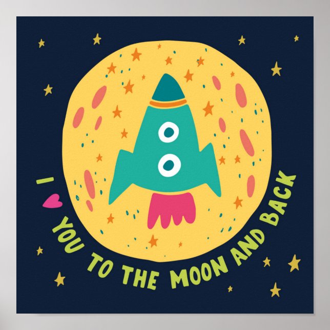 Póster Te Amo A La Luna Y Al Rocketship De Atrás (Frente)
