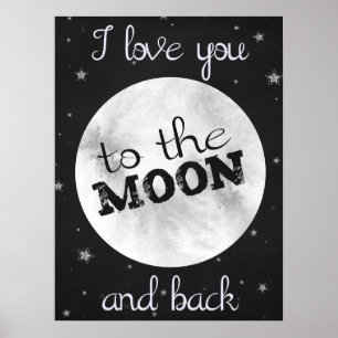 Póster Te amo a la luna y de vuelta con la luna y las est