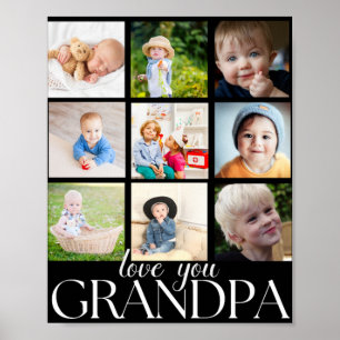 Póster Te Amo Abuelo Hermoso Collage 9 Fotos Camiseta