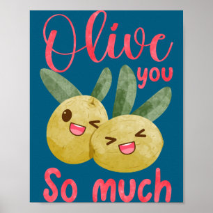 Póster Te amo aceituna tanto divertido juego de palabras