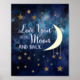 Póster Te amo al Poster de la luna y la espalda