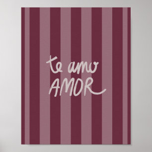 Póster Te Amo burgundy rosa