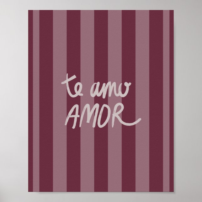 Póster Te Amo burgundy rosa (Frente)