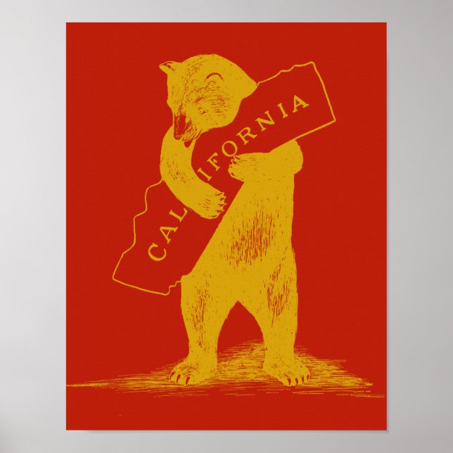 Póster Te amo California, rojo y oro (Frente)