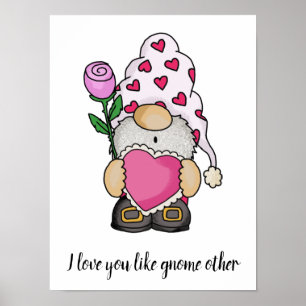 Póster Te amo como otro amor de San Valentín gnomo