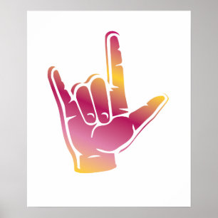 Póster Te amo cultura sorda Rótulo Sordera orgullo
