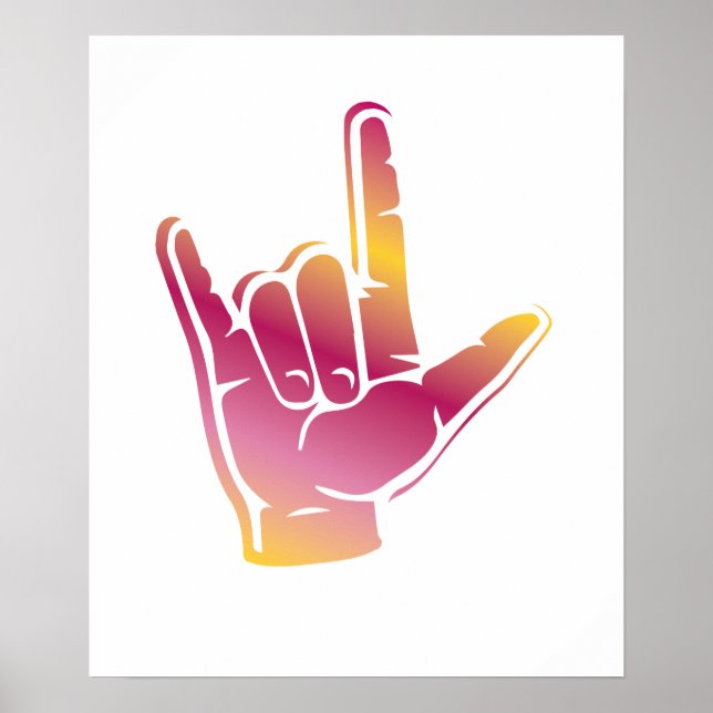 Póster Te amo cultura sorda Rótulo Sordera orgullo (Frente)