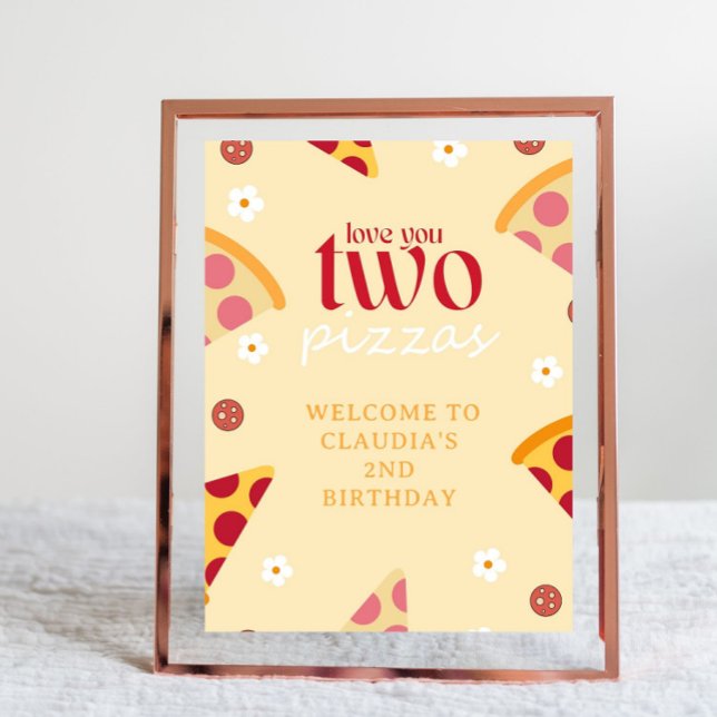 Póster Te Amo Dos Pizzas, Signo De Bienvenida (Pizza Party Welcome Sign, Kids 2nd Birthday Decors, Valentines Pizza Party, Love You 2 Pizza Welcome)