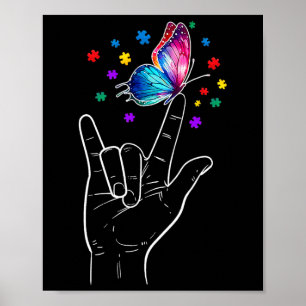 Póster Te Amo El Autismo De La Mariposa Del Idioma Del Ró
