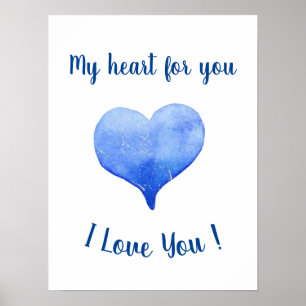Póster Te Amo El día de San Valentín Cute Blue Heart