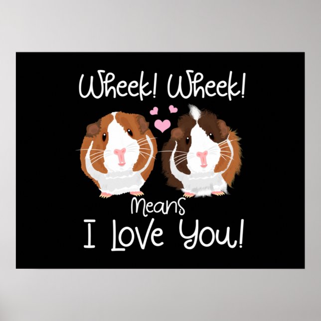 Póster Te Amo Guinea Pig Cavy Roddent (Frente)