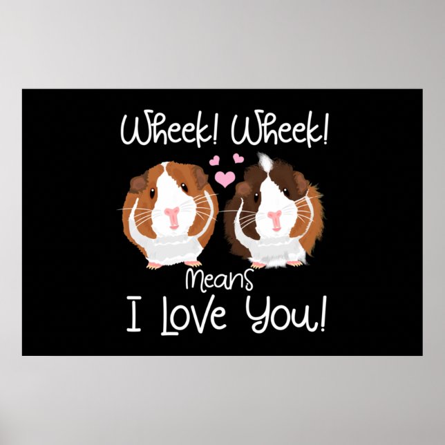 Póster Te Amo Guinea Pig Cavy Roddent (Frente)