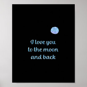 Póster Te Amo Hasta La Luna Y De Regreso Acuarela Plata