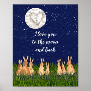 Póster Te Amo hasta la Luna y de Regreso Conejito Noche E