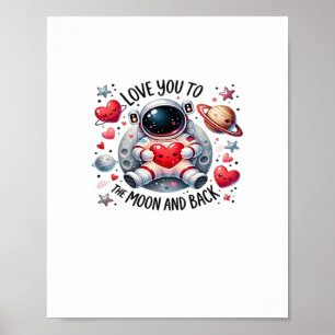 Póster Te Amo Hasta La Luna Y De Regreso Cute Astronauta