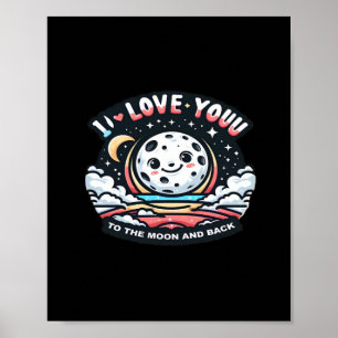 Póster Te Amo Hasta La Luna Y De Regreso Diseño Sentiment