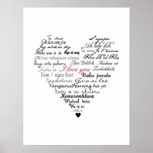 Póster Te amo, imprenta o poster en 26 idiomas