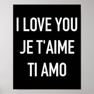 Póster Te Amo Je Taime Ti Amo Múltiple Cita Lingüística