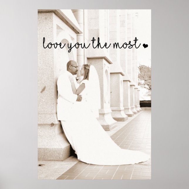 Póster te amo más con corazón simple moderno (Frente)