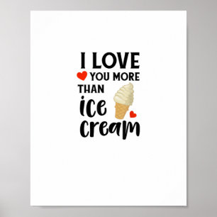Póster Te amo más que el helado Cita de amor dulce