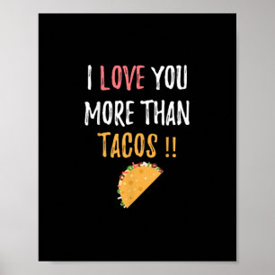 Póster Te amo más que tacos Regalo divertido para novio